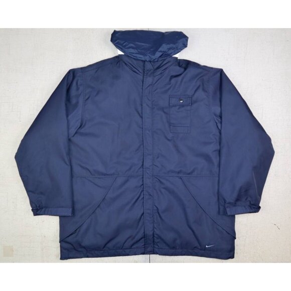 Vintage Nike 2XL Blue Hooded Windbreaker Jacket Full Zip Removable Liner 2-in-1 - Picture 15 of 16